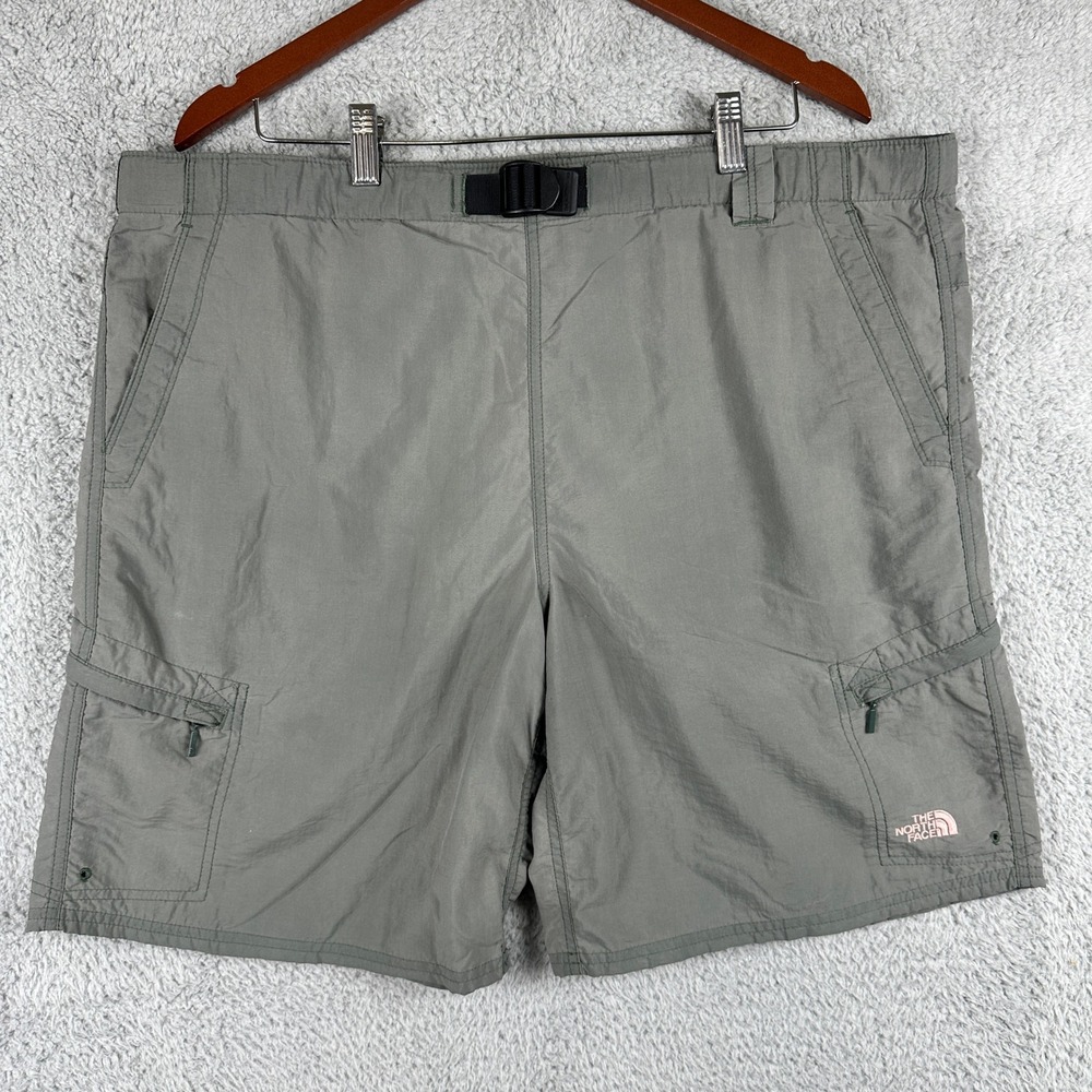 The North Face Cargo Hiking Shorts Men Large Gray Nylon Belted Utility Outdoor